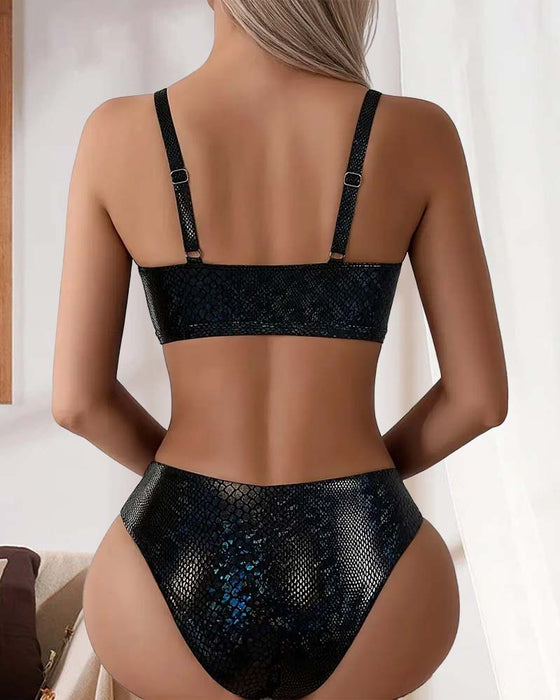 Bikini Slangeprint Brystbånd Høj Talje Triangel