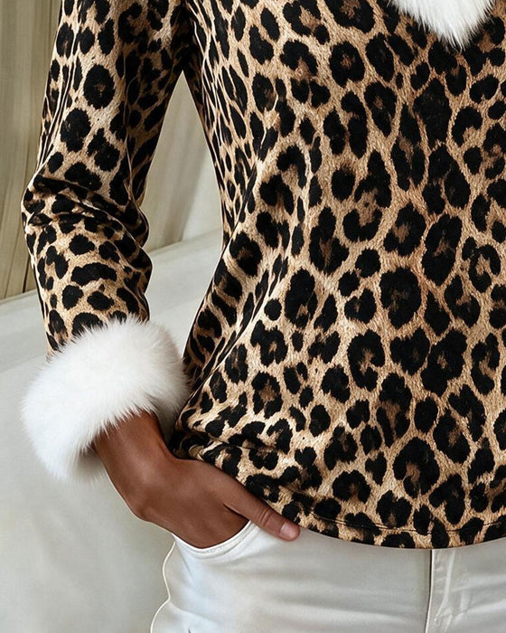 Top V-Hals Pels Krave Leopard