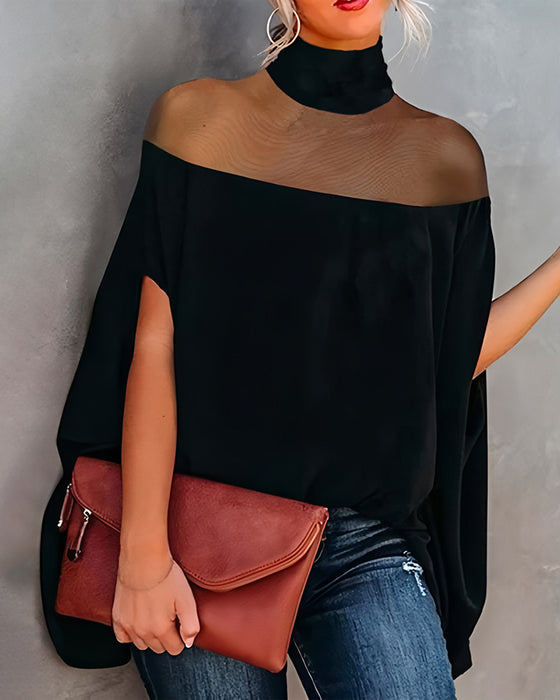 Bluse Gennemsigtig Cold Shoulder Dolmanærme