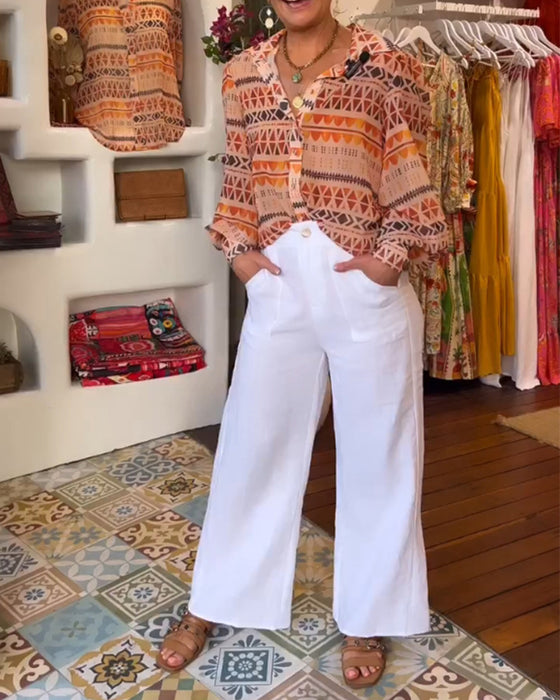 Skjorte med retro print