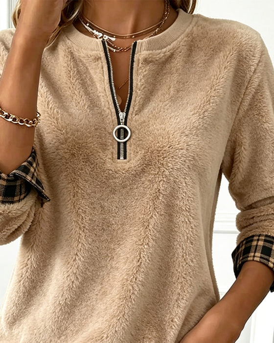 Sweatshirt Farveblok Rundhals