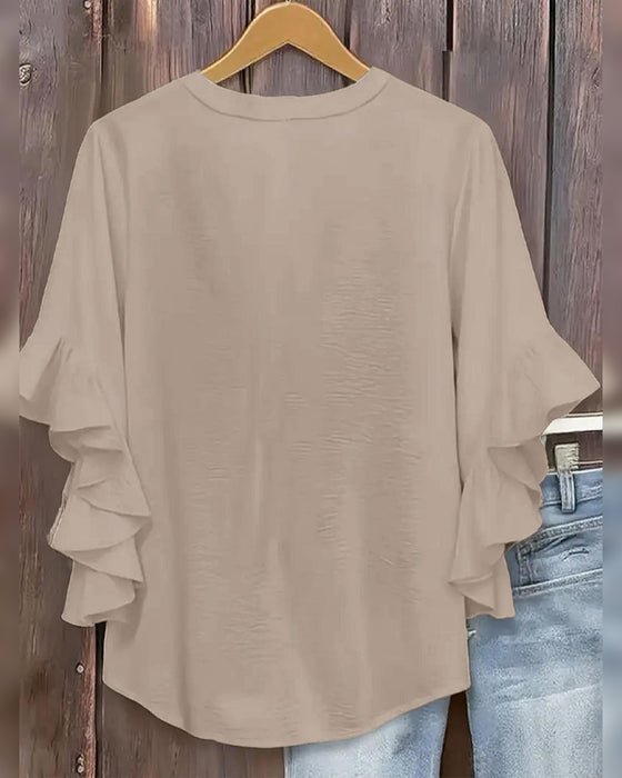 Bluse Lille V-Hals Ruffle