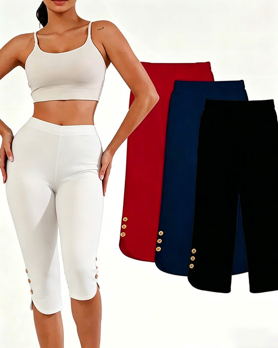 Leggings Ensfarvet Slim-Fit Afkortet