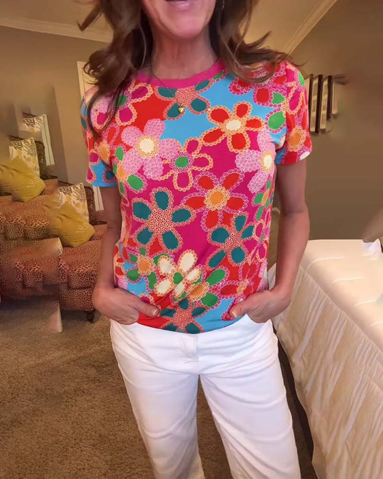 T-Shirt Slim Fit Korte Ærmer Trykt