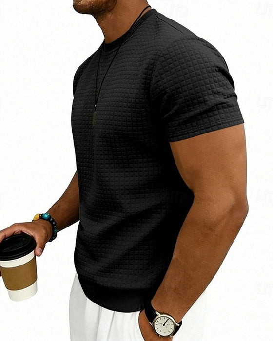 T-Shirt Ribbet Rundhalset Kortærmet
