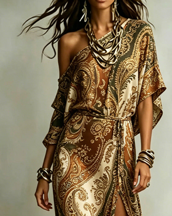 Kjole Paisley Enskulder Slips Slids Maxi