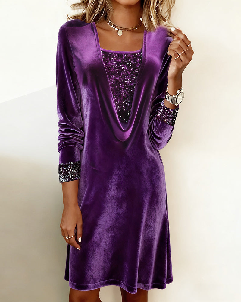 Kjole Elegant Paliet Patchwork