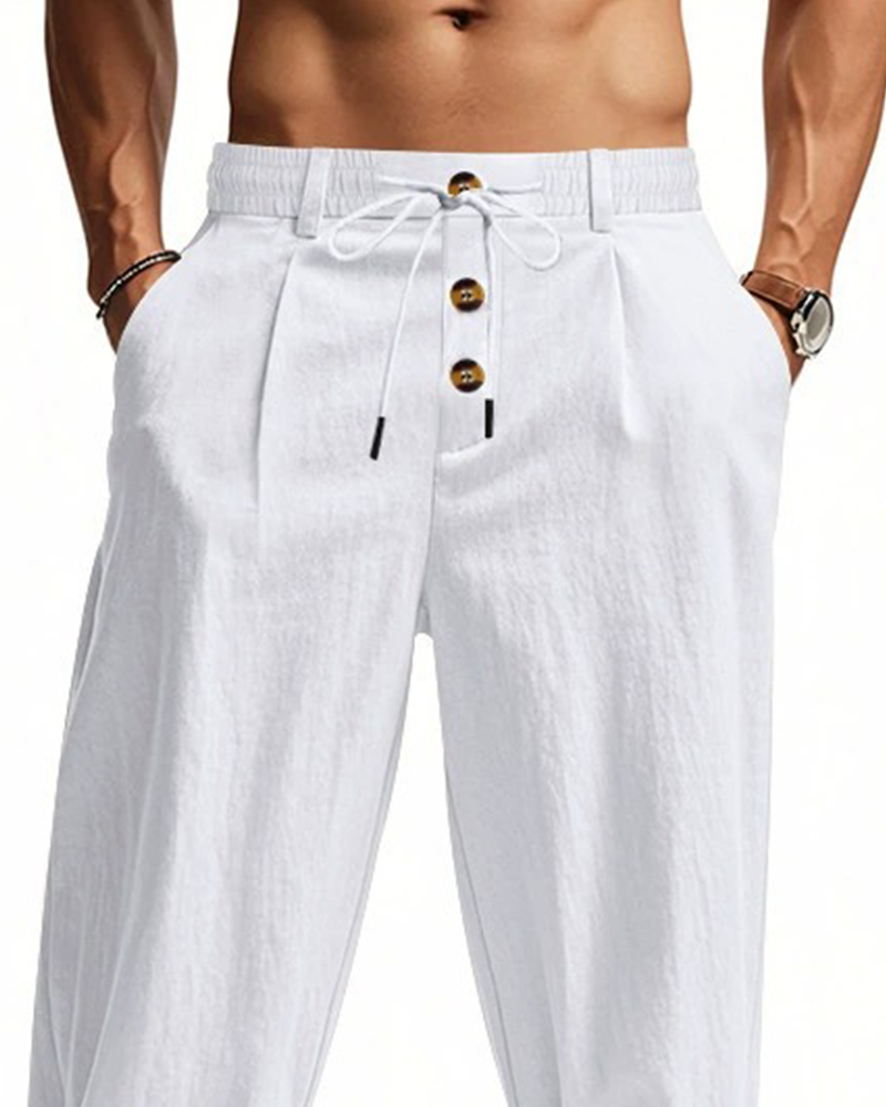 Bukser Casual Ensfarvet Lige Ben