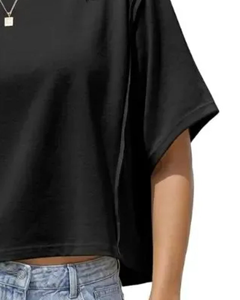 T-Shirts Kort Drop Skulder Løs