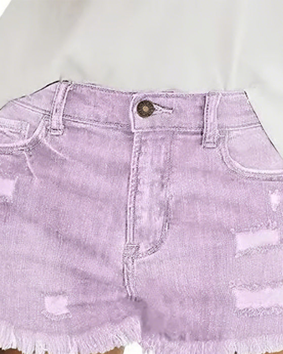 Shorts Rå Kant Denim