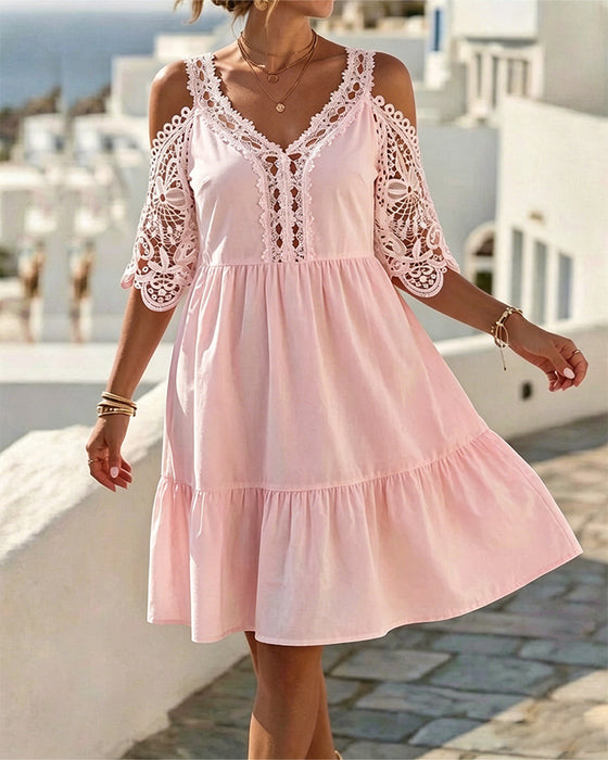 Kjoler Blonder Off-Shoulder Lagdelt Kort
