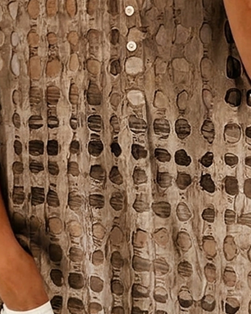 Bluse Prikket Tryk Knap Halv Stolpe