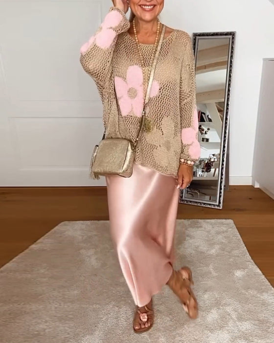 Elegant ensfarvet plisseret nederdel