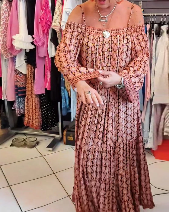 Boheme Stil Løs Kjole Med Seler