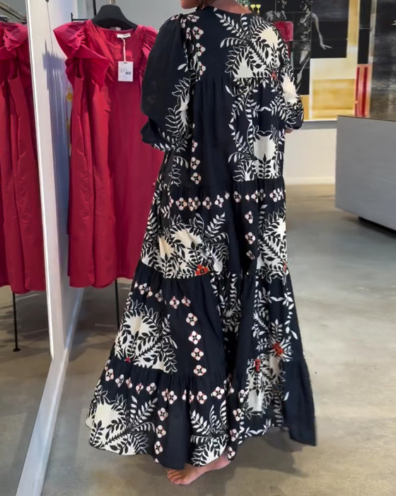 Kjole Slips Blomstrende Fuld Nederdel Ferie Maxi