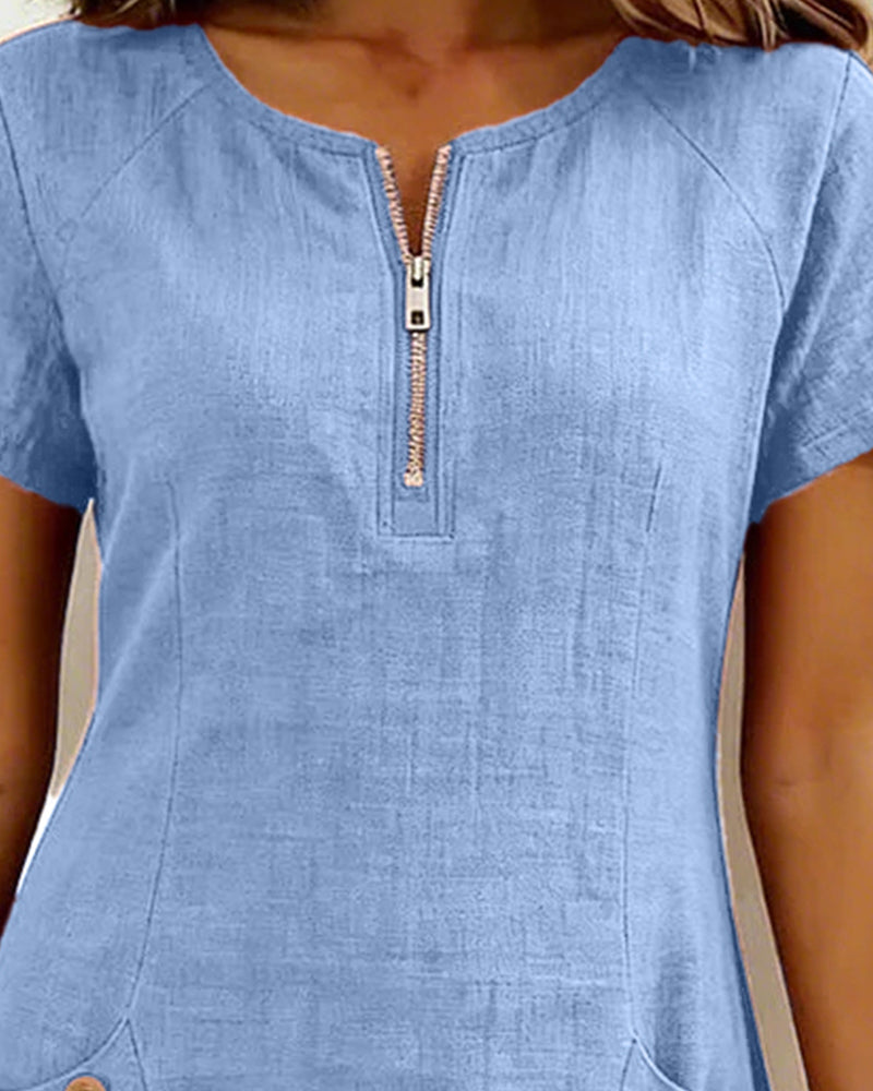 Kjole Lynlås Lomme Bomuld Hør