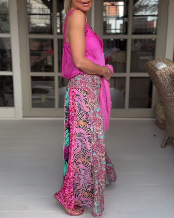 Bredbenede bukser i lagdelt design