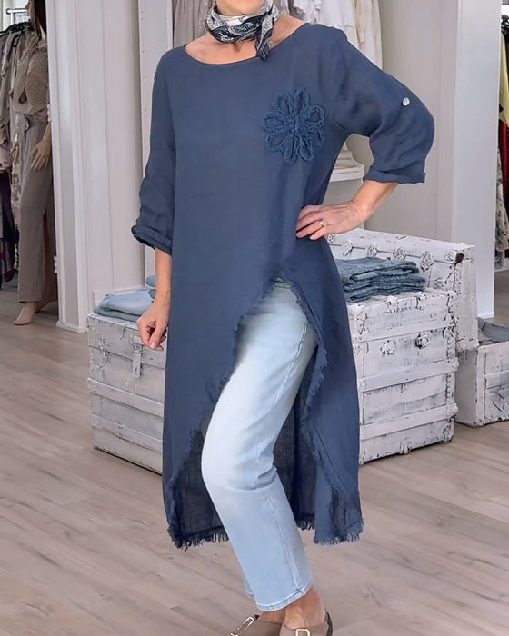 Skjorte Råkanter Slids Asymmetrisk