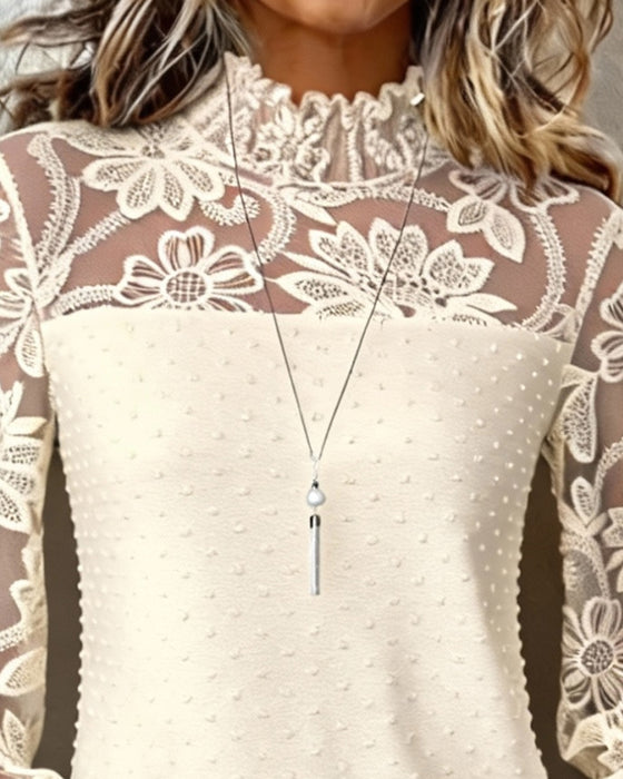 Top Tredimensionel Blomstret Knipling Langærmed