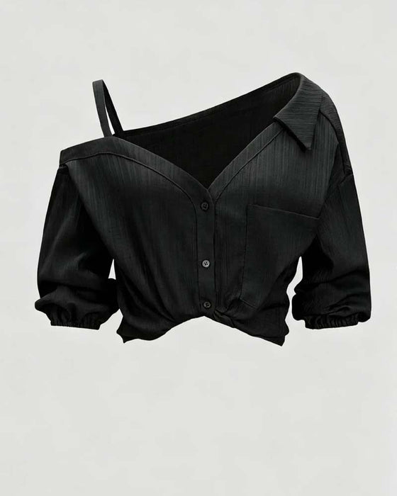 Bluse Enskulder Rem Twist