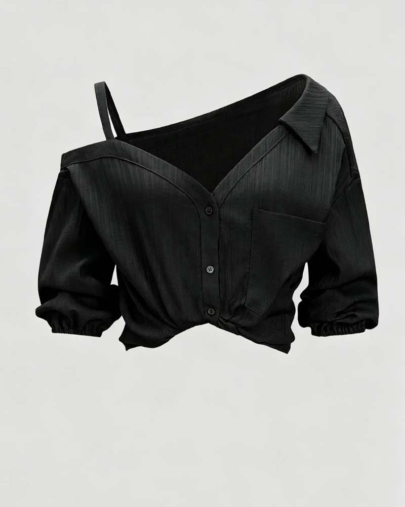 Bluse Enskulder Rem Twist