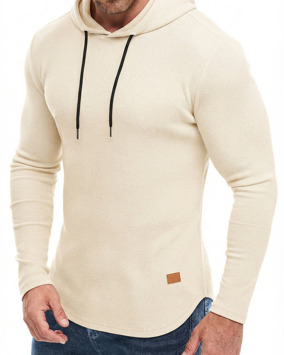 Herre Sweatshirt Ensfarvet Langærmet Hætte