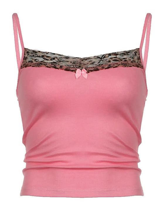 Cami Top Spicy Pige Leopardmønster Patchwork