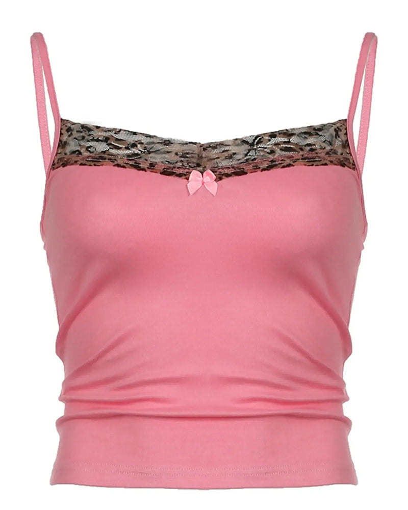 Cami Top Spicy Pige Leopardmønster Patchwork