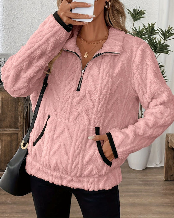 Sweatshirt Revers Lynlås Foran Ulden