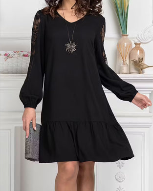 Kjole Mesh Patchwork V-hals