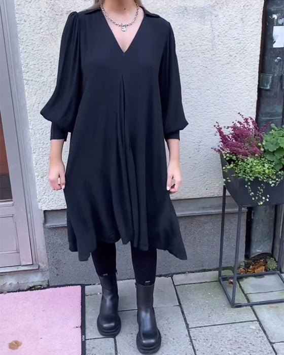 Kjole V-Hals Moderne Lanterneærme