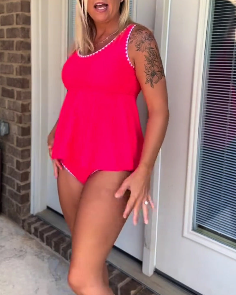 Tankini Stilfuld Kontrast Trekant