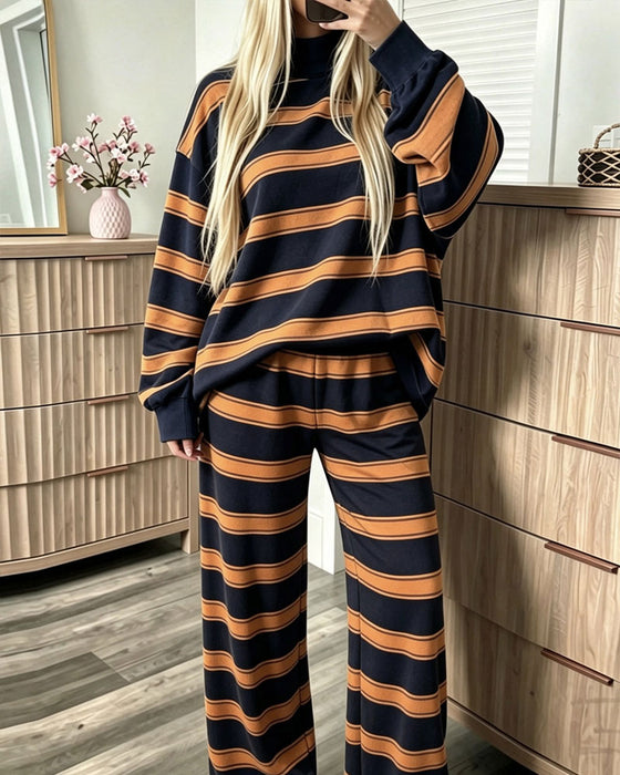 Sæt Stribet Dame Casual