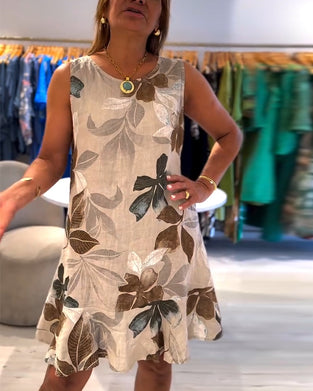 Kjole Uden Ærmer Rund Hals Printet