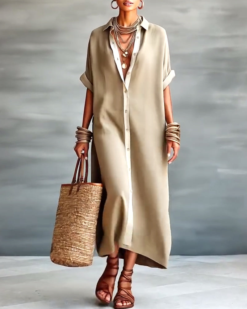 Skjortekjole Elegant Reverskrave Draperet