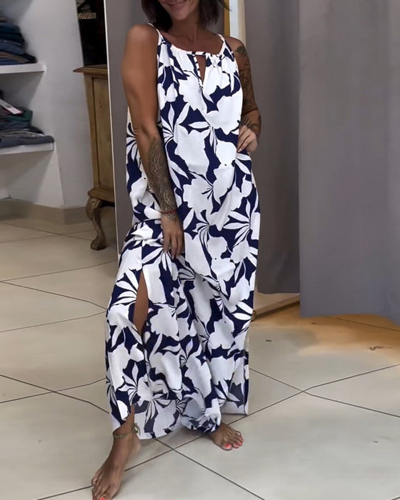 Kjole med bindebånd og print