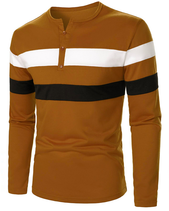 T-Shirt Rundhalset Stribet Langærmet Herrer