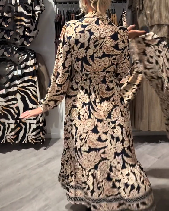 Modekjole Med Reverskrave Og Print