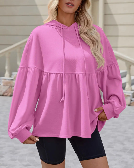 Sweatshirt Hætte Snørebånd Løs
