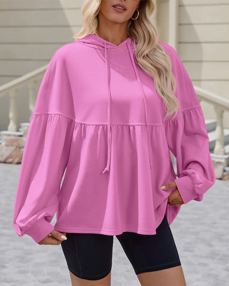 Sweatshirt Hætte Snørebånd Løs