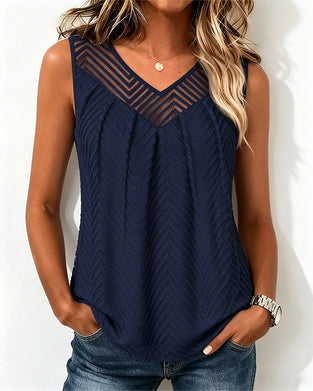 Top V-hals Gennemsigtig Mesh