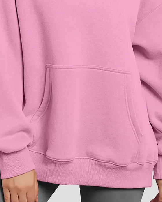 Hoodie Ensfarvet Lang Ærme Casual