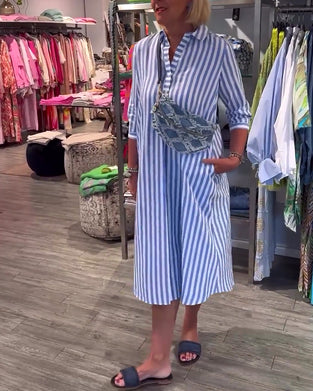 Lang stribet skjortekjole