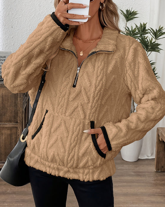 Sweatshirt Revers Lynlås Foran Ulden