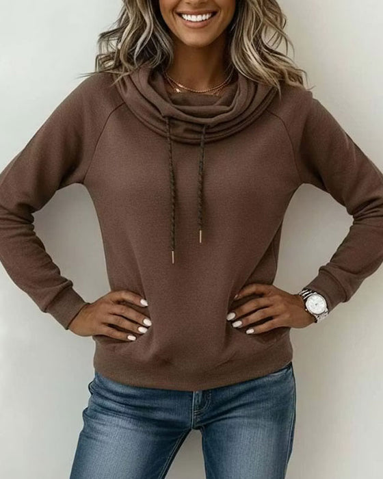 Sweatshirt Mock Hals Bindebånd Casual Pullover