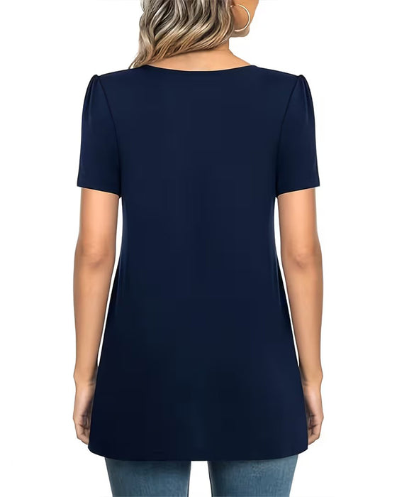 T-Shirt Plisseret Casual Kort Ærme