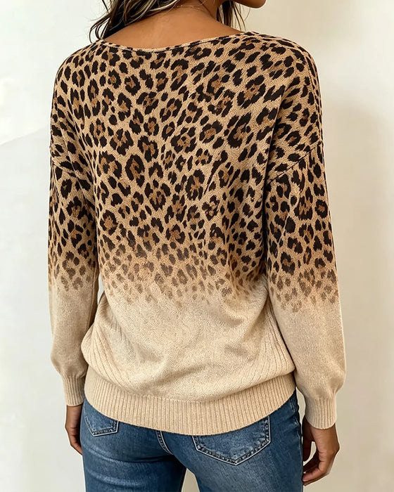 Top Leopard Print Kryds Gradient Falsk Todelt
