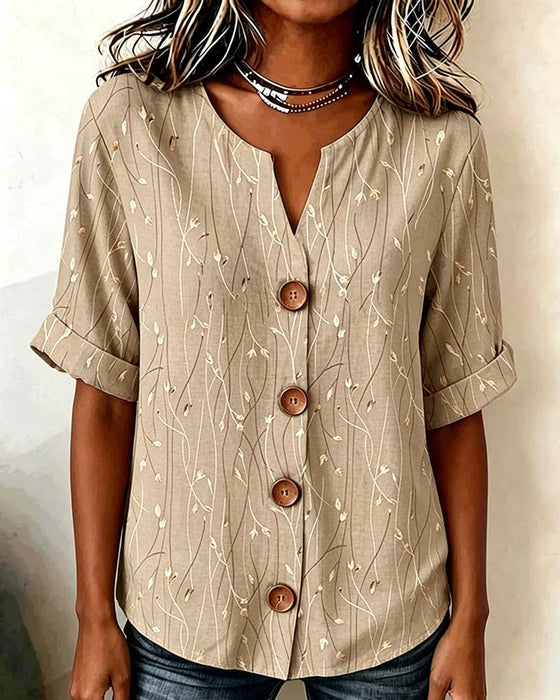 Bluse Mini V-Hals Knap Casual