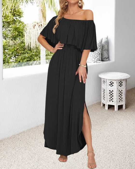 Kjole Off-Shoulder Ruffle Slids