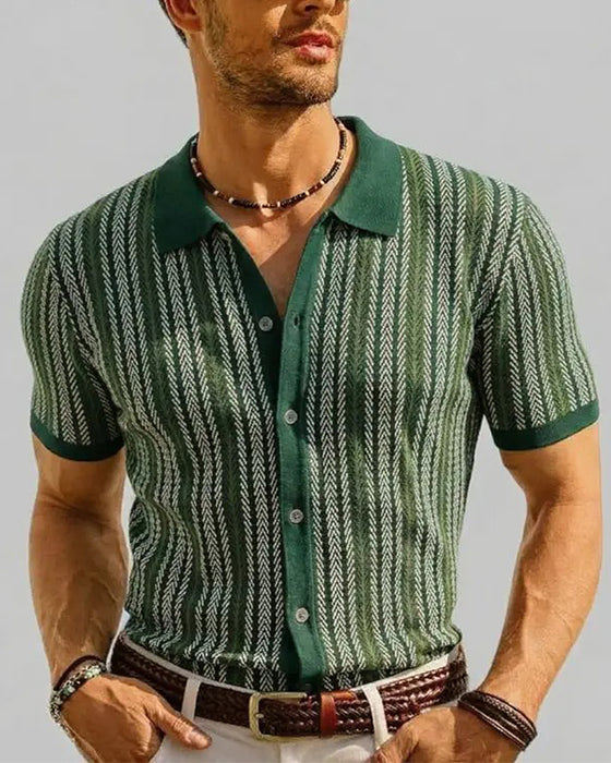 T-Shirt Revers Herre Kort Ærme Knap